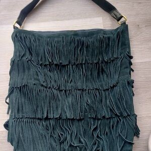 Mango Suede Blue-Green Handbag